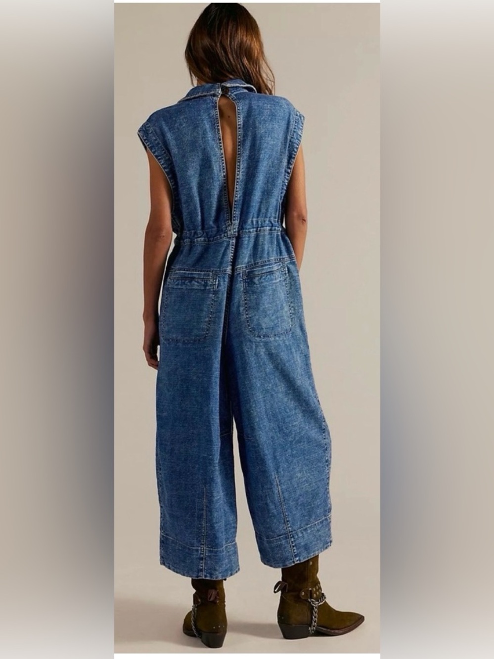 Free People We The Free Lantana Cropped Coverall. NWT. Blueprint - Picture 2 of 4